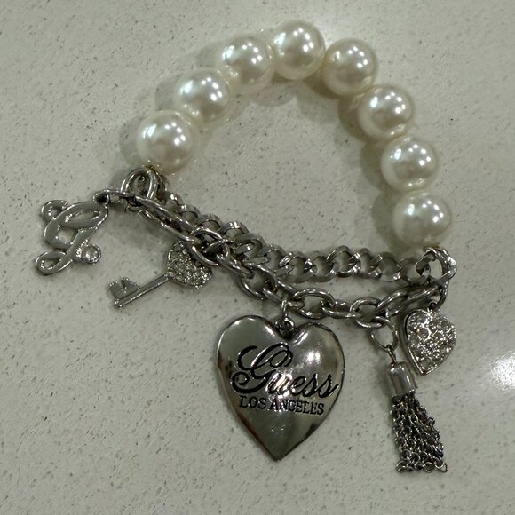 GUESS Los Angeles Faux Pearl Charm Bracelet - Picture 8 of 10